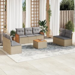 Salon de jardin avec coussins 8 pcs beige résine tressée 509631509631