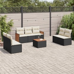 Salon de jardin 8 pcs avec coussins noir résine tressée 509633509633