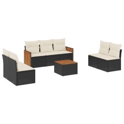 Salon de jardin 8 pcs avec coussins noir résine tressée 509633509633