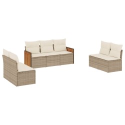Salon de jardin avec coussins 7 pcs beige résine tressée 509634509634