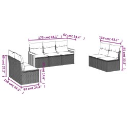 Salon de jardin 7 pcs avec coussins noir résine tressée 509635509635