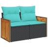 Salon de jardin 5 pcs avec coussins noir résine tressée 509651509651