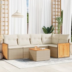 Salon de jardin avec coussins 6 pcs beige résine tressée 509663509663