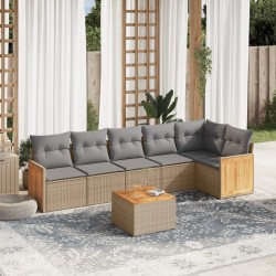 Salon de jardin avec coussins 7 pcs beige résine tressée 509664509664