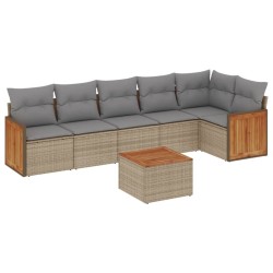 Salon de jardin avec coussins 7 pcs beige résine tressée 509664509664