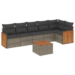 Salon de jardin avec coussins 7 pcs gris résine tressée 509666509666