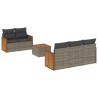 Salon de jardin 6 pcs avec coussins gris résine tressée 509671509671
