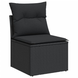 Salon de jardin 7 pcs avec coussins noir résine tressée 509672509672