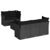 Salon de jardin 6 pcs avec coussins noir résine tressée 509684509684