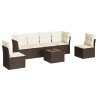 Salon de jardin avec coussins 7 pcs marron résine tressée 509685509685