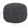 Pouf fait à la main en macramé Anthracite 45x30 cm Coton 509689509689