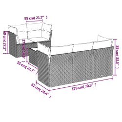 Salon de jardin 6 pcs avec coussins gris clair résine tressée 509691509691