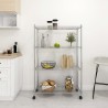Étagère de rangement 4 niveaux et roues 90x35x142 cm chrome 509720509720