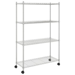 Étagère de rangement 4 niveaux et roues 90x35x142 cm chrome 509720509720