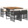 Ensemble à manger de jardin coussins 5pcs Noir Résine tressée 509733509733
