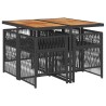 Ensemble à manger de jardin coussins 5pcs Noir Résine tressée 509733509733