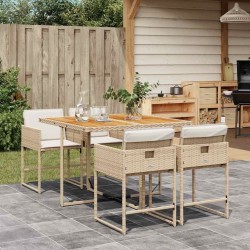 Ensemble à manger de jardin avec coussins 5pcs Beige poly rotin 509735509735