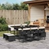 Ensemble à manger de jardin 11 pcs coussins noir résine tressée 509736509736