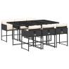 Ensemble à manger de jardin coussins 7pcs Noir Résine tressée 509737509737
