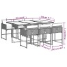 Ensemble à manger de jardin coussins 7pcs Noir Résine tressée 509737509737