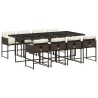 Ensemble à manger de jardin et coussins 9 pcs marron poly rotin 509738509738
