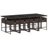Ensemble à manger de jardin et coussins 9 pcs marron poly rotin 509738509738