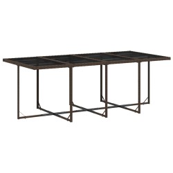 Ensemble à manger de jardin et coussins 9 pcs marron poly rotin 509738509738