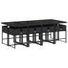 Ensemble à manger de jardin 9pcs coussins noir résine tressée 509739509739