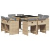 Ensemble à manger de jardin et coussins 9 pcs mélange beige 509744509744