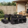 Ensemble à manger de jardin 11 pcs coussins noir résine tressée 509745509745