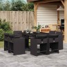 Ensemble à manger de jardin 9pcs coussins noir résine tressée 509748509748