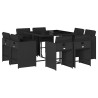 Ensemble à manger de jardin 9pcs coussins noir résine tressée 509748509748