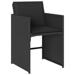 Ensemble à manger de jardin 9pcs coussins noir résine tressée 509748509748
