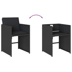 Ensemble à manger de jardin 9pcs coussins noir résine tressée 509748509748