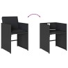 Ensemble à manger de jardin 9pcs coussins noir résine tressée 509748509748