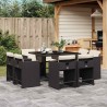 Ensemble à manger de jardin 9pcs coussins noir résine tressée 509749509749