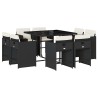 Ensemble à manger de jardin 9pcs coussins noir résine tressée 509749509749