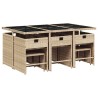 Ensemble à manger de jardin et coussins 11 pcs beige poly rotin 509750509750