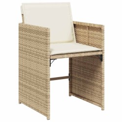 Ensemble à manger de jardin et coussins 11 pcs beige poly rotin 509750509750