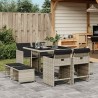 Ensemble à manger de jardin et coussins 9 pcs gris clair rotin 509753509753
