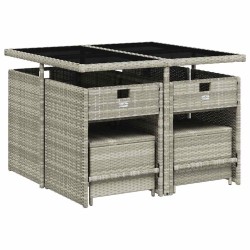 Ensemble à manger de jardin et coussins 9 pcs gris clair rotin 509753509753