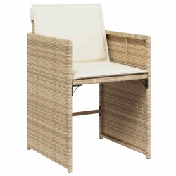 Ensemble à manger de jardin et coussins 9 pcs beige Poly rotin 509756509756