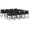 Ensemble à manger de jardin 9pcs coussins noir résine tressée 509757509757