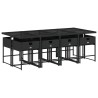 Ensemble à manger de jardin 9pcs coussins noir résine tressée 509757509757
