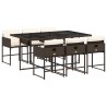 Ensemble à manger de jardin et coussins 7 pcs marron rotin 509758509758