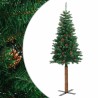 Sapin de Noël mince avec bois véritable et cônes vert 180cm PVC 509759509759