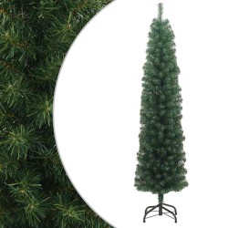 Sapin de Noël artificiel mince avec support vert 210 cm PVC 509761509761