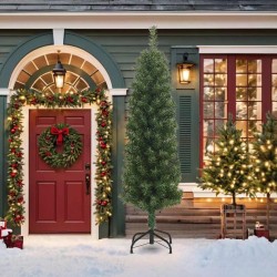 Sapin de Noël artificiel mince avec support vert 210 cm PVC 509761509761