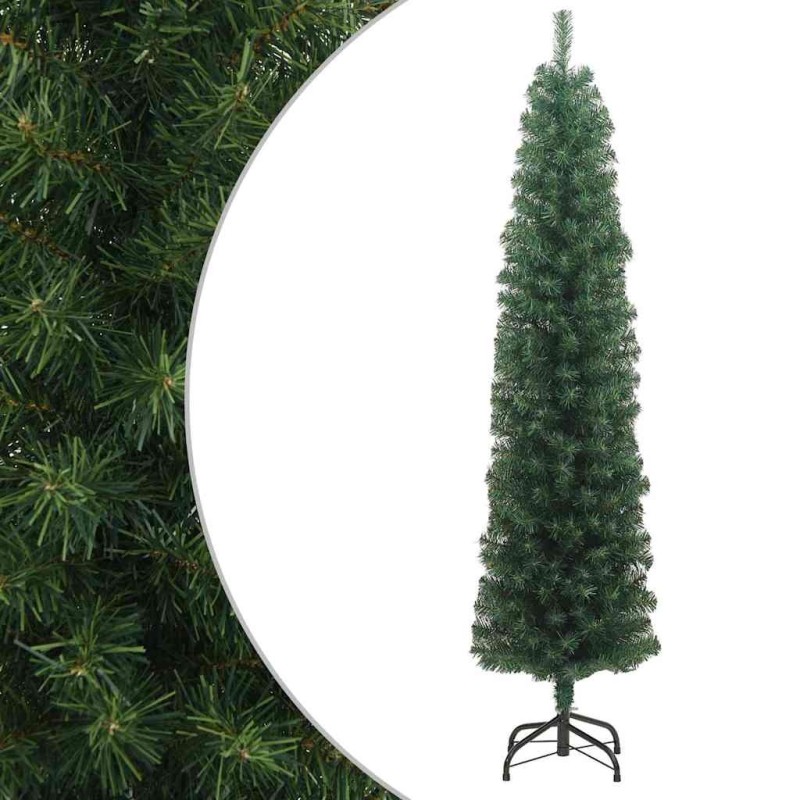 Sapin de Noël artificiel mince avec support vert 180 cm PVC 509762509762