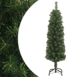 Sapin de Noël artificiel mince avec support vert 150 cm PVC 509763509763